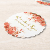 Dessous-de-verre En Papier Orange Oleander Fleurs Floral Plage Mariage (Incliné)
