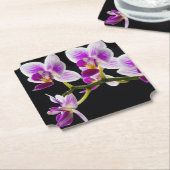 Dessous-de-verre En Papier Orchidée blanche et violette (Incliné)