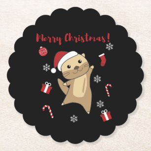 Dessous-de-verre En Papier Otter Noël Neige Animaux d'hiver Otter