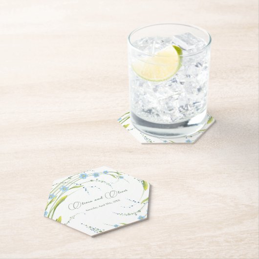 Dessous-de-verre En Papier Oubliez-moi-non-Mariage (En situation)