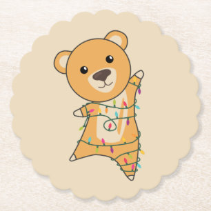 Dessous-de-verre En Papier Ours colorés Joyeux Noël Animaux d'hiver Ours