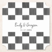 Dessous-de-verre En Papier Painted Black Checkerboard Pattern Wedding (Devant)