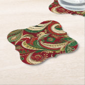 Dessous-de-verre En Papier Paisley Burgundy Coaster (Incliné)