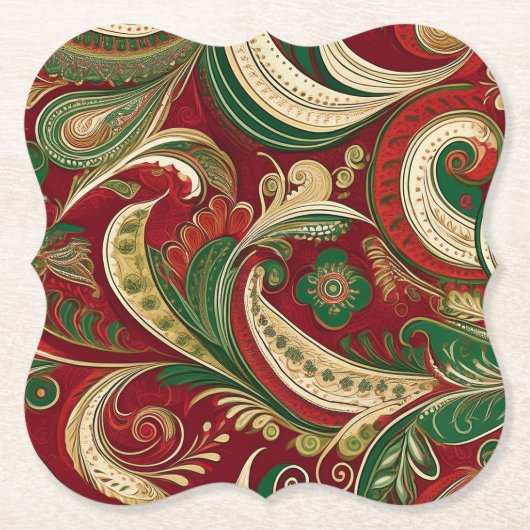 Dessous-de-verre En Papier Paisley Burgundy Coaster (Devant)