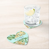 Dessous-de-verre En Papier Palm Feuille Gold Tropical Turquoise (En situation)