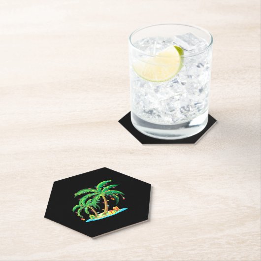 Dessous-de-verre En Papier Palmier de Noël Cocotier de Noël Tropical (En situation)