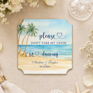 Dessous-de-verre En Papier Palmiers de la Plage Ne Prenez Pas Ma Boisson de M