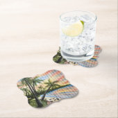 DESSOUS-DE-VERRE EN PAPIER PALMIERS TROPICAUX AVEUGLES DE PLAGE (En situation)