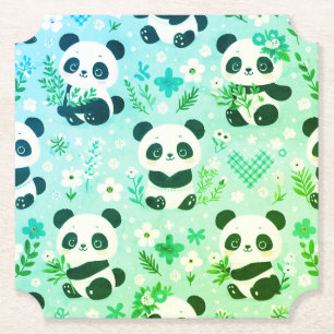 Dessous-de-verre En Papier Panda Bear Motif Vert Imprimer