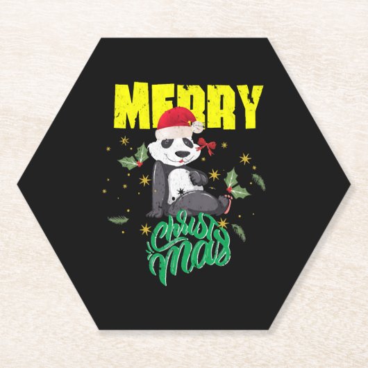 Dessous-de-verre En Papier Panda de Noël (Devant)