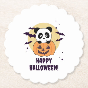 Dessous-de-verre En Papier Panda En Pandas Douces Citrouilles Bonne Halloween