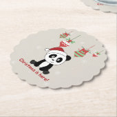 Dessous-de-verre En Papier Panda Noël Neige Hiver Animaux Pandas Papier C (Incliné)