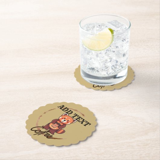 Dessous-de-verre En Papier Panda rouge mignonne animaux café Thé personnalisé (En situation)