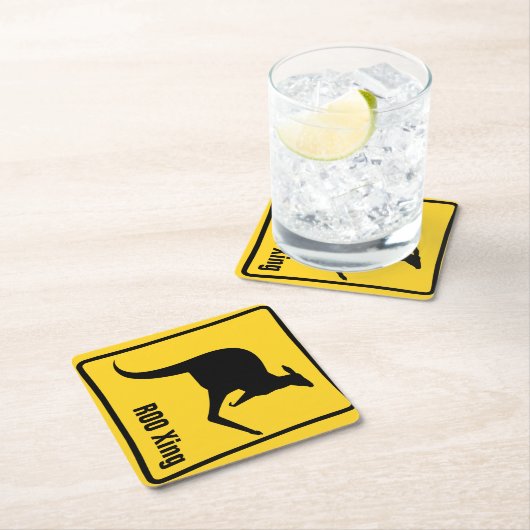 Dessous-de-verre En Papier Panneau d'avertissement Kangaroo (En situation)