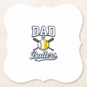 Dessous-de-verre En Papier Papa de Ballers Baseball Softball Design Vintage_1