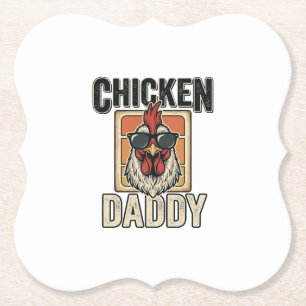 Dessous-de-verre En Papier Papa Poule Drôle Coq Vintage Vecteur Chemise_1