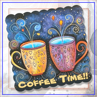 Dessous-de-verre En Papier Paper COASTERS- 6-pack - Coffee Time!!