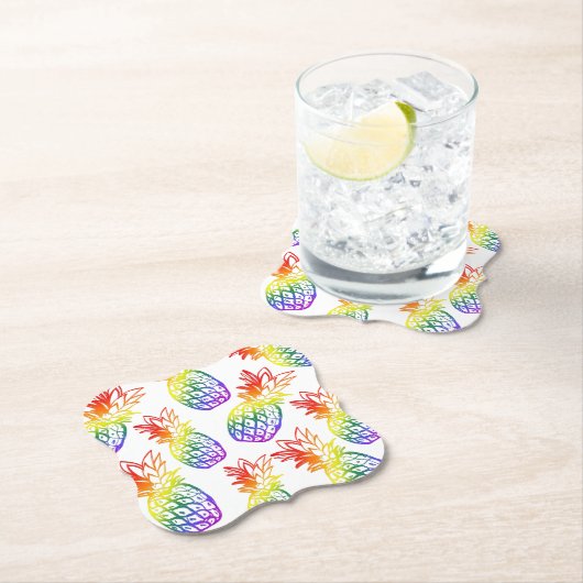 Dessous-de-verre En Papier Papier Dessous de verre arc-en-ciel ananas (En situation)