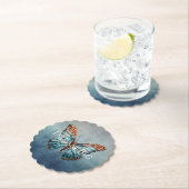 Dessous-de-verre En Papier Papillon à texture gris bleu (En situation)