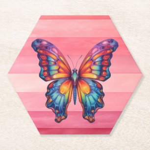 Dessous-de-verre En Papier Papillon Bleu Orange Ailes