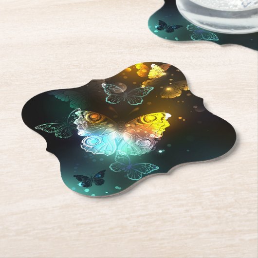 Dessous-de-verre En Papier Papillon lumineux et papillons de nuit (Incliné)