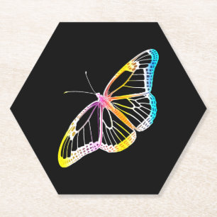 Dessous-de-verre En Papier Papillon Monarque coloré dessin arc-en-ciel