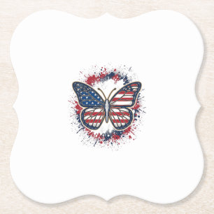 Dessous-de-verre En Papier Papillon Patriotique Gravure Vintage Vector Design