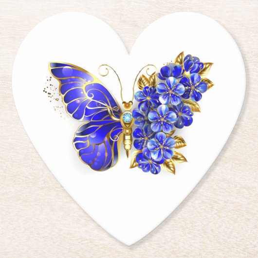 Dessous-de-verre En Papier Papillon Saphir Fleur (Devant)