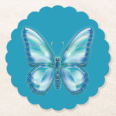 Dessous-de-verre En Papier Papillon turquoise (Devant)