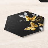 Dessous-de-verre En Papier Papillons blancs et dorés (Incliné)