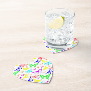 Dessous-de-verre En Papier Papillons de couleur arc-en-ciel volants