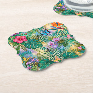 Dessous-de-verre En Papier Papillons Fleurs Fantaisie Jungle Enjouée
