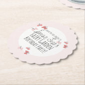 Dessous-de-verre En Papier Papillons Jardin Anniversaire rose (Incliné)
