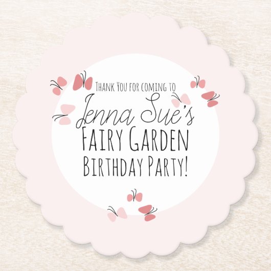 Dessous-de-verre En Papier Papillons Jardin Anniversaire rose (Devant)
