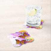 Dessous-de-verre En Papier Papillons Monarque sur Arrière - plan pourpre (En situation)