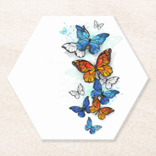 Dessous-de-verre En Papier Papillons volants Morpho et Monarch