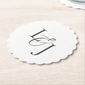 Dessous-de-verre En Papier Paraphe blanc Mariage Monogramme