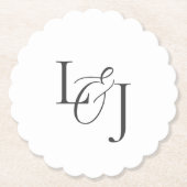 Dessous-de-verre En Papier Paraphe blanc Mariage Monogramme (Devant)