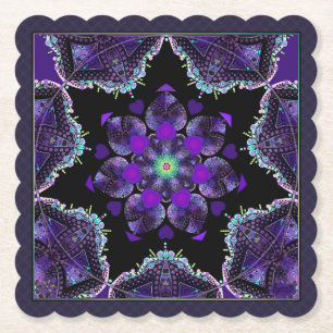 Dessous-de-verre En Papier Parapluie et coeurs pourpres