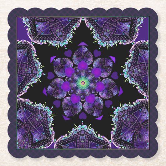 Dessous-de-verre En Papier Parapluie violet & coeurs .7 (Devant)