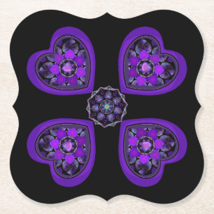 Dessous-de-verre En Papier Parapluie violet & coeurs .7