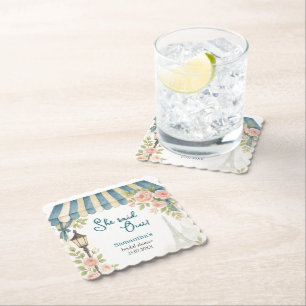 Dessous-de-verre En Papier Paris Café Elle a Dit Oui Enterrement de Vie de Je