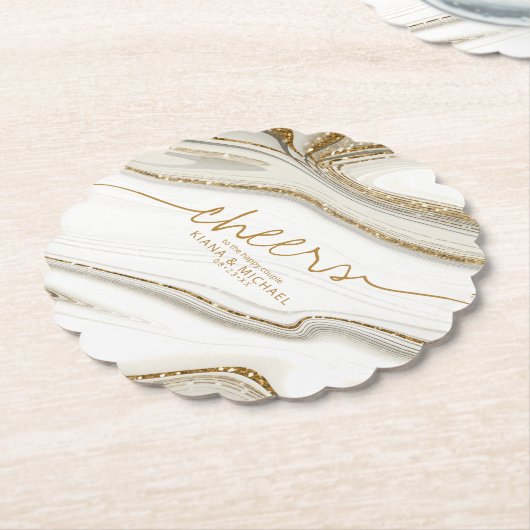 Dessous-de-verre En Papier Parties scintillant Abstraite Strata Mariage Cheer (Incliné)