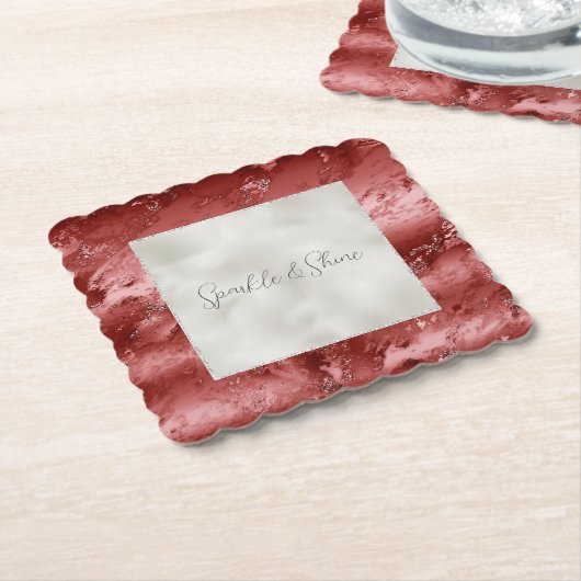 Dessous-de-verre En Papier Parties scintillant blanche perle Mariage en marbr (Incliné)