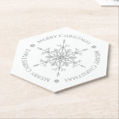 Dessous-de-verre En Papier Parties scintillant d'argent Snowflake Joyeux Noël (Incliné)
