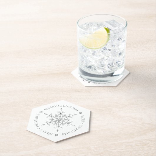 Dessous-de-verre En Papier Parties scintillant d'argent Snowflake Joyeux Noël (En situation)