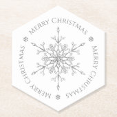 Dessous-de-verre En Papier Parties scintillant d'argent Snowflake Joyeux Noël (Devant)