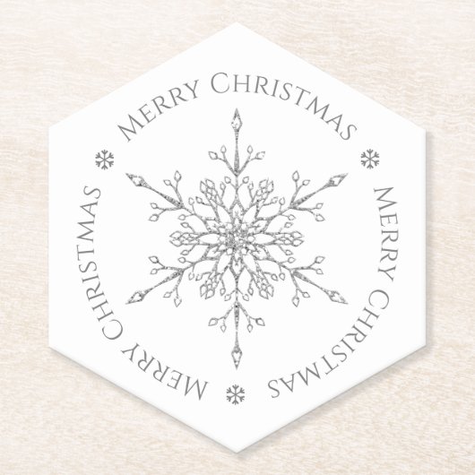 Dessous-de-verre En Papier Parties scintillant d'argent Snowflake Joyeux Noël (Devant)