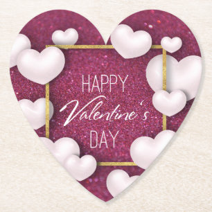 Dessous-de-verre En Papier Parties scintillant de la Saint-Valentin Dessous d