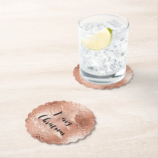 Dessous-de-verre En Papier Parties scintillant de Noël rose Gold Glam (En situation)